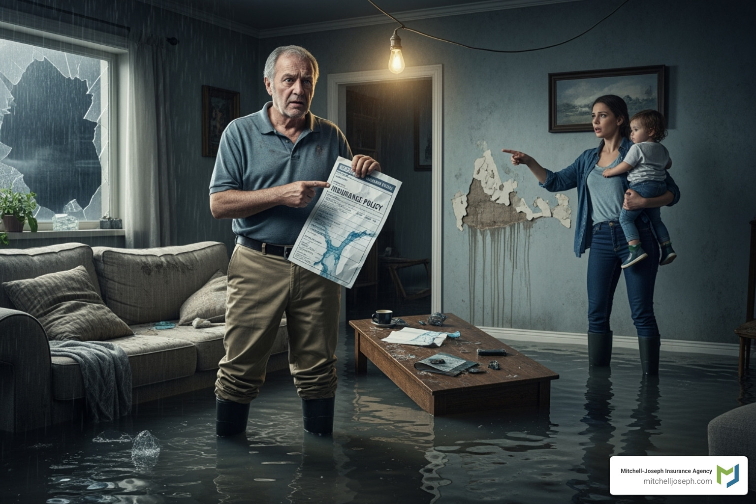 House with arrows pointing to covered items like foundation, electrical systems, and furnace - Landlord vs Flood Insurance House with arrows pointing to covered items like foundation, electrical systems, and furnace - Landlord vs Flood Insurance