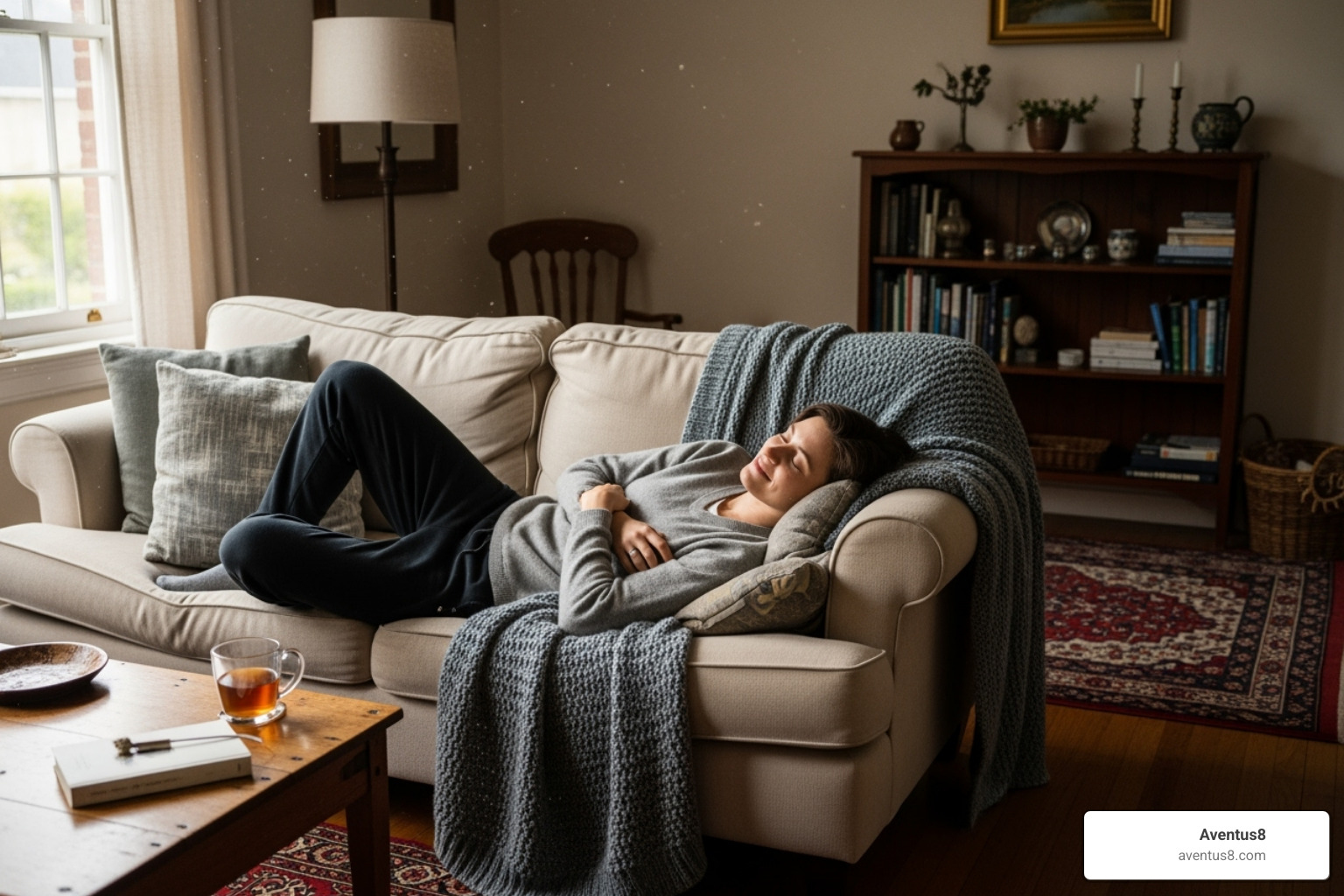 A person feeling relaxed and comfortable at home - High-potency CBD oils