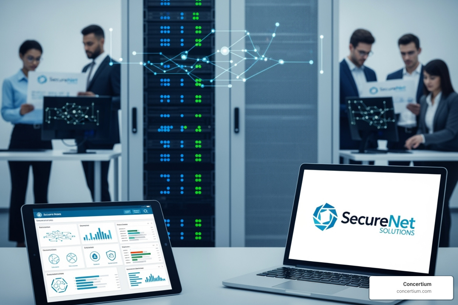dashboard showing various IT services like security, network, and cloud - managed IT services provider