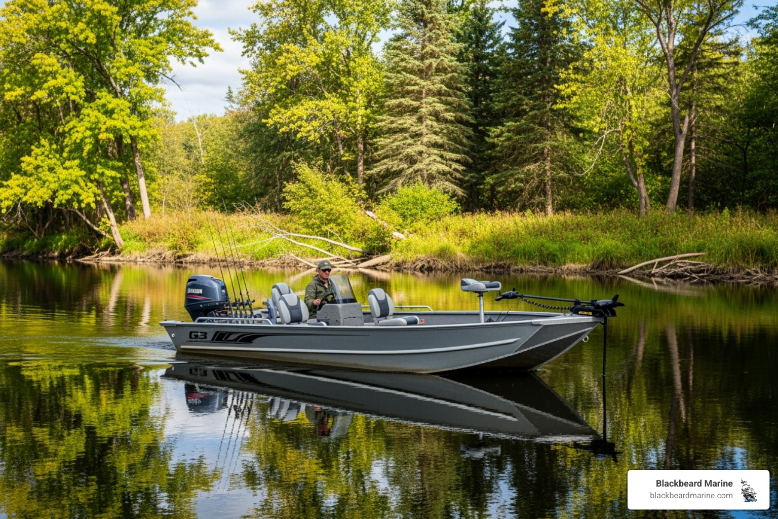 G3 or Lowe aluminum boat navigating a calm river - Best fishing boats 2025