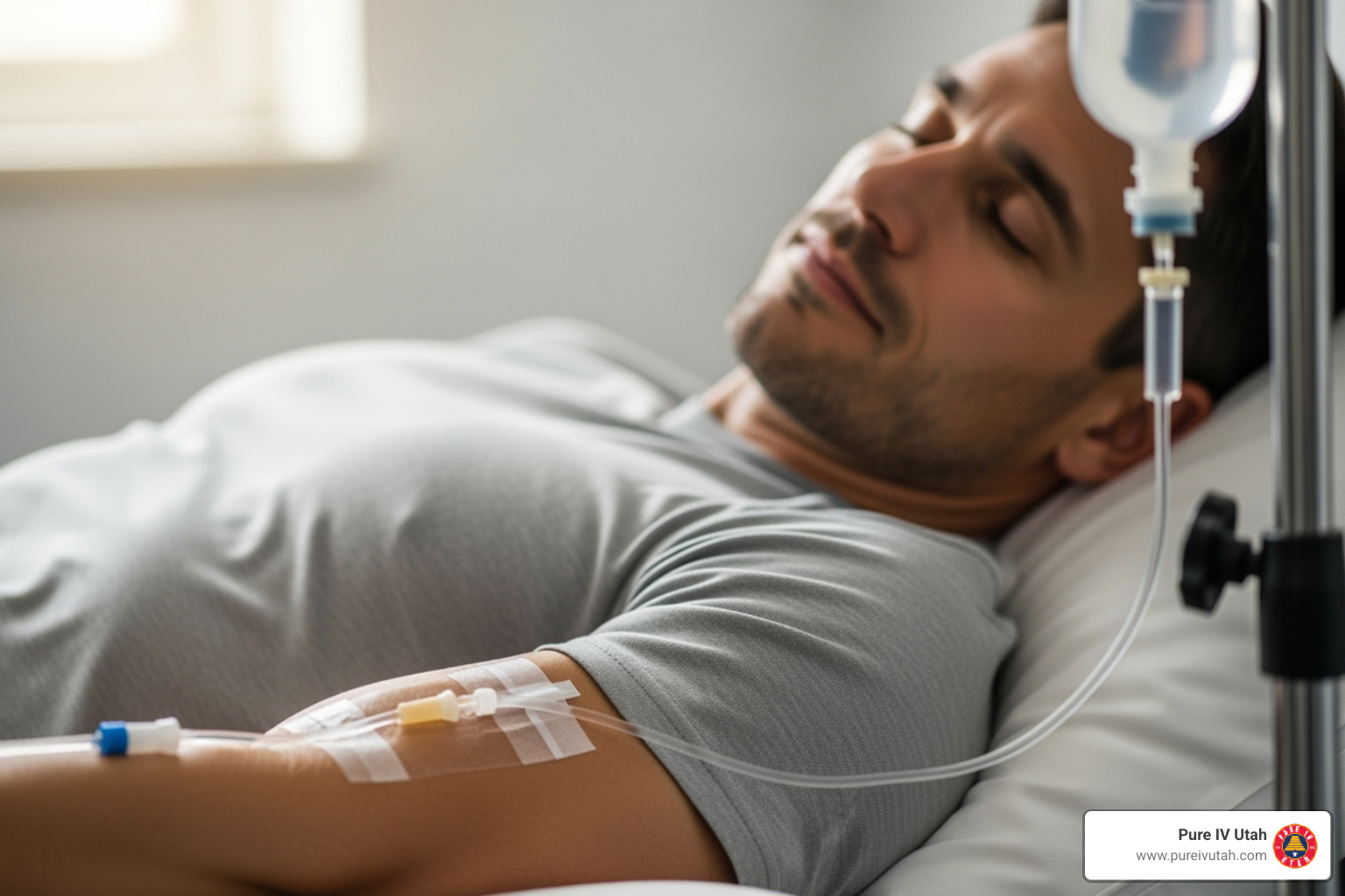 athlete receiving an IV drip for recovery - hangover iv drip package tx