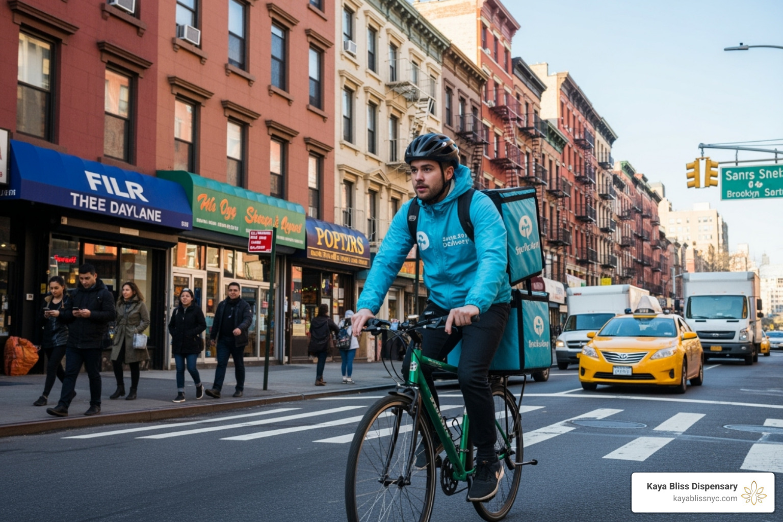 A person checking their phone for a delivery update with a map interface visible - same day delivery brooklyn
