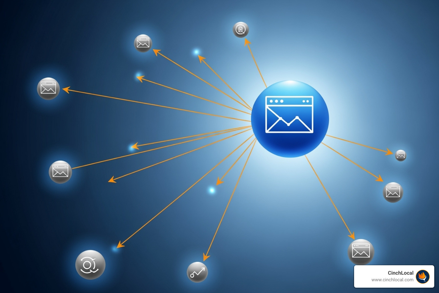 A diagram showing a central website receiving 