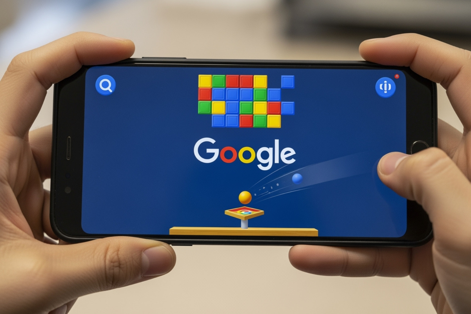 Google search results page showing the "Play" button for Block Breaker - block breaker google