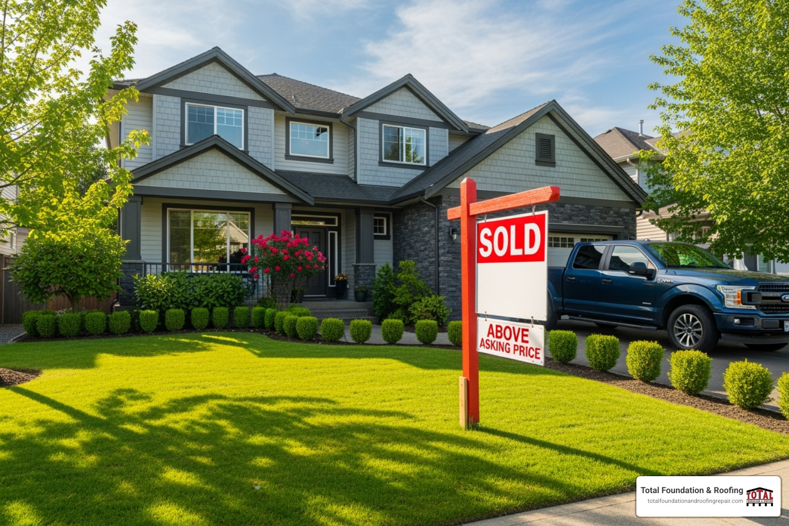 Image of a home with a "Sold" sign, highlighting increased value - foundation waterproofing contractors near me