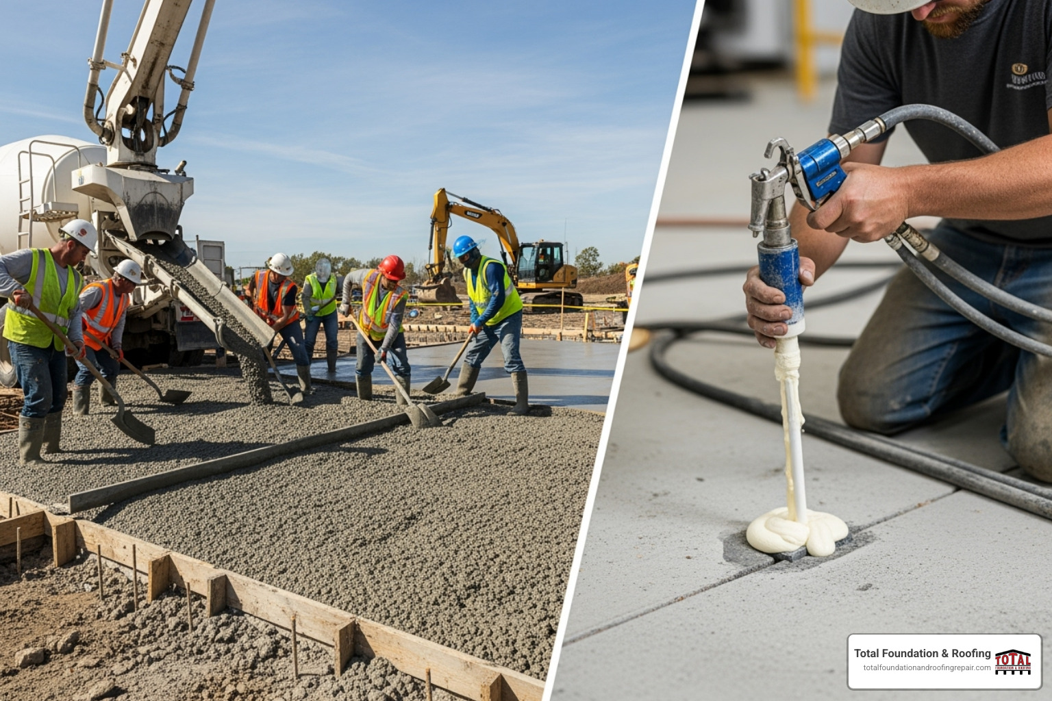 new concrete pour vs polyjacking repair - concrete lifting cost