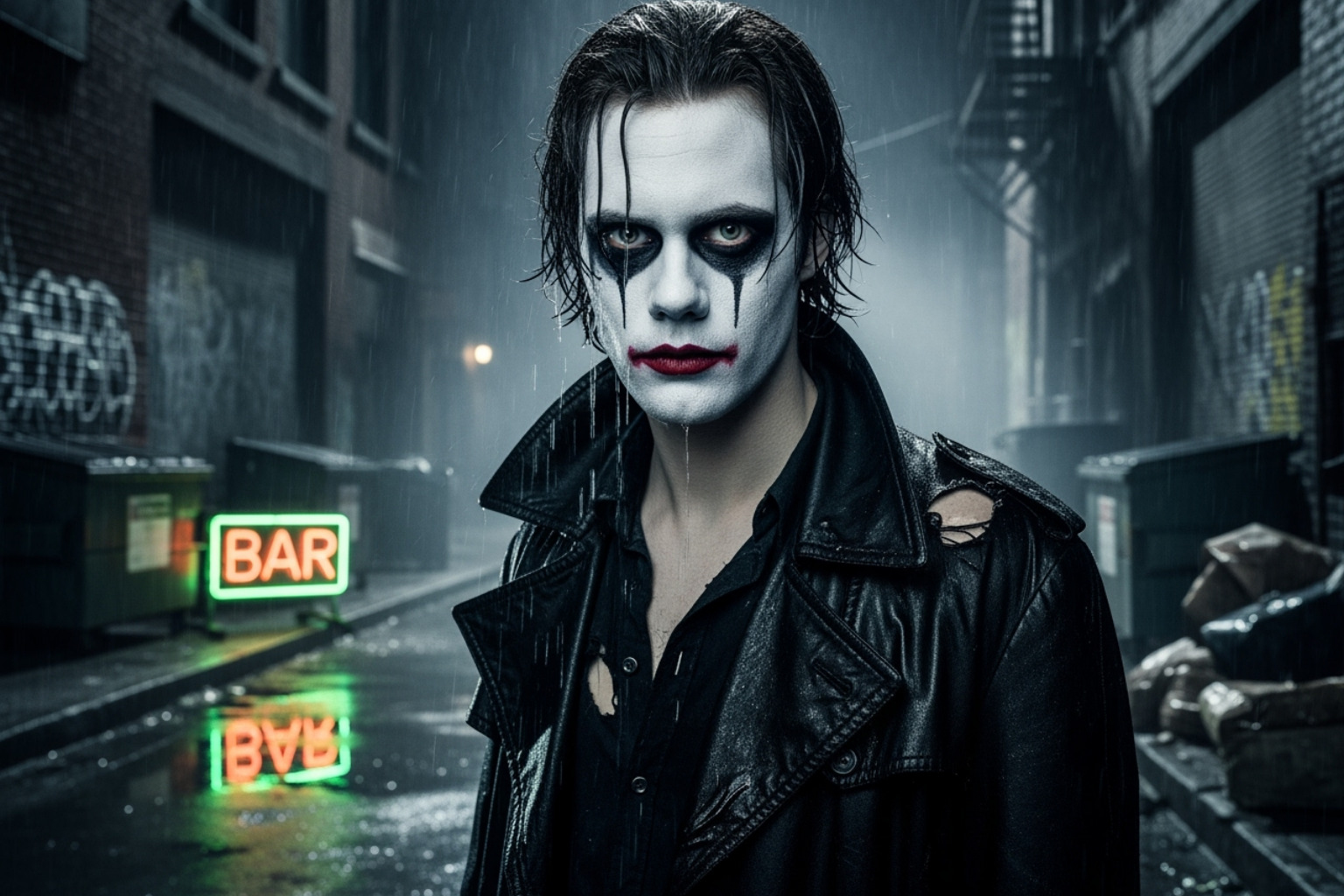 Bill Skarsgård in character for 'The Crow' - bill skarsgård