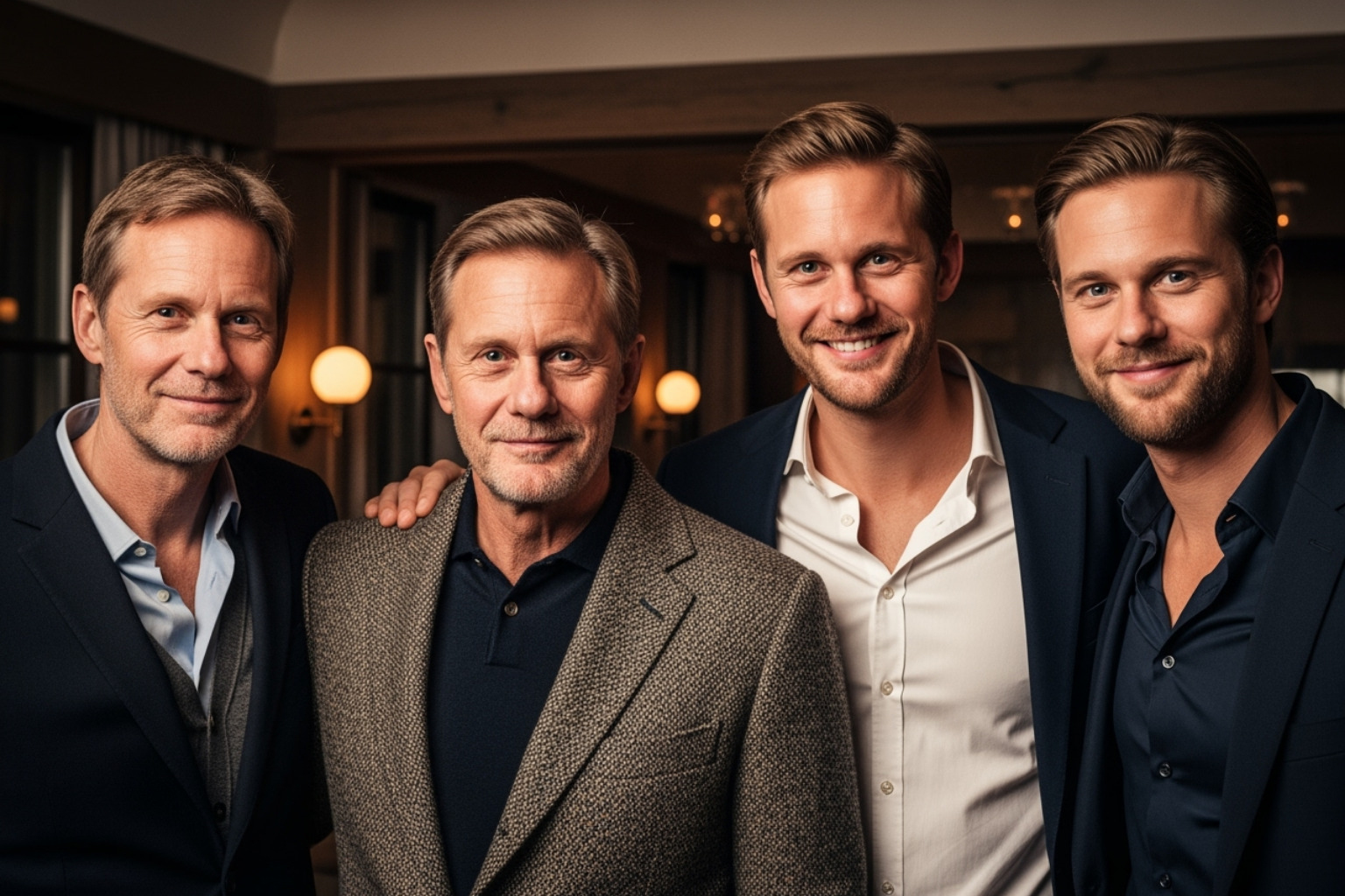 Bill Skarsgård with his father Stellan and brothers Alexander and Gustaf - bill skarsgård movies and tv shows
