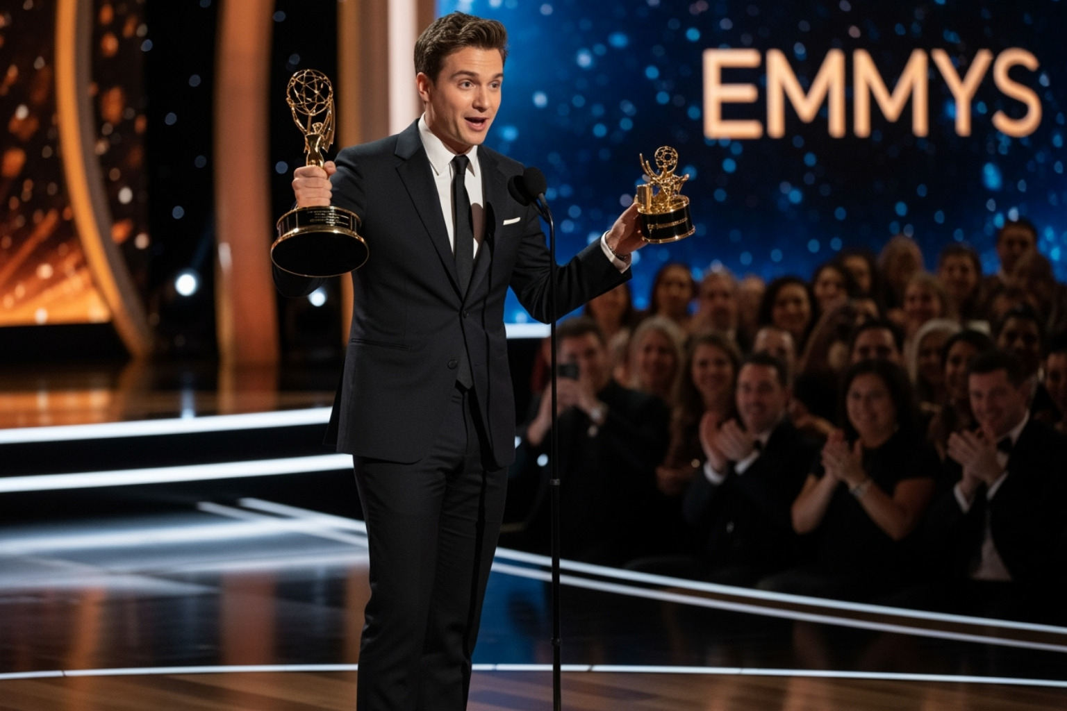 Jeremy Allen White accepting an Emmy award - the bear cast
