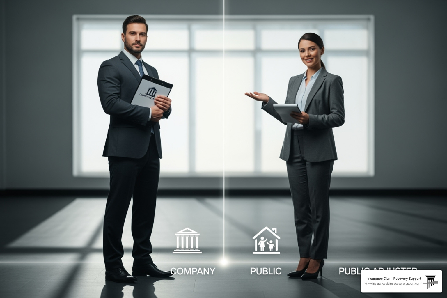 comparison of company adjuster vs. public adjuster - business fire damage claim