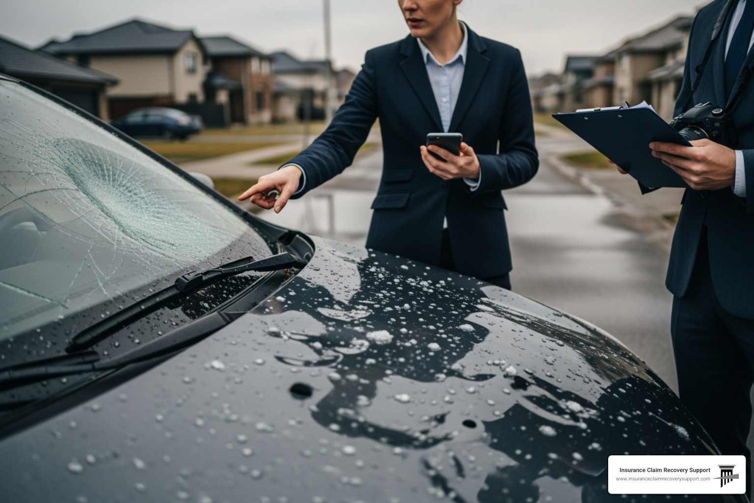 person carefully reading an insurance denial letter at a desk - hail damage claim dispute