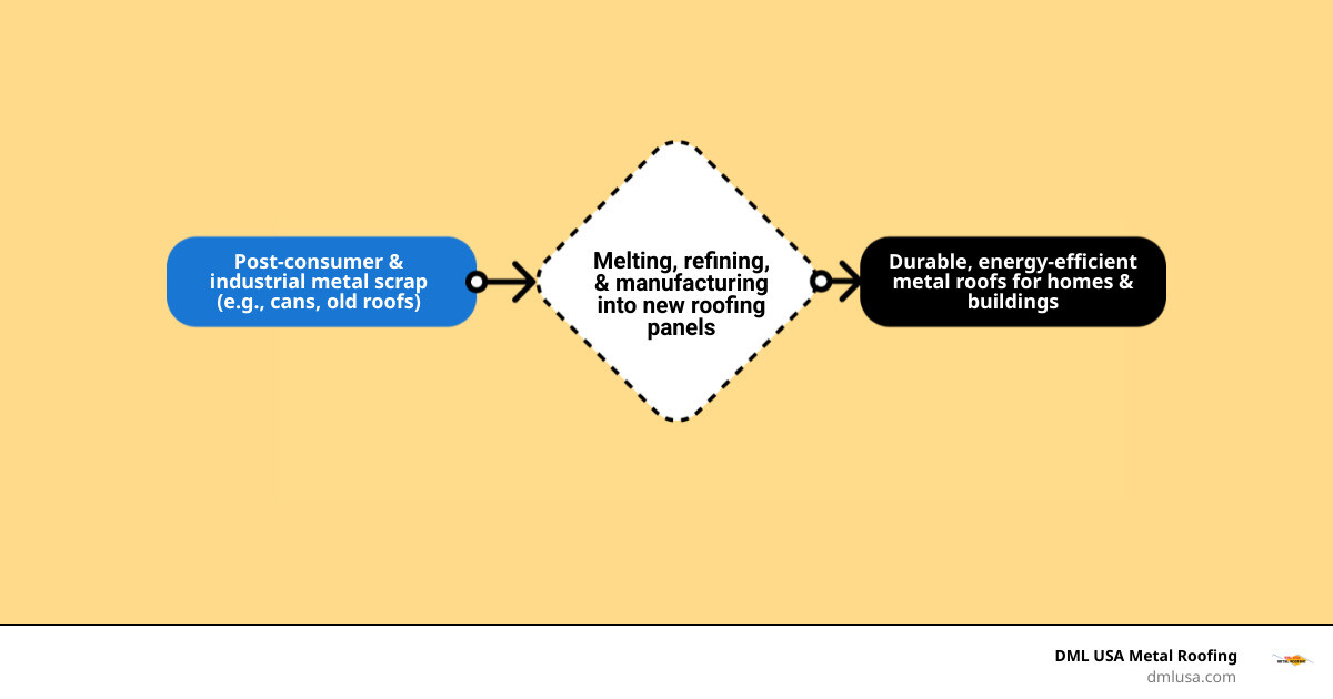 Recycling cycle of metal roofing - eco friendly metal roofing infographic flowmap_simple