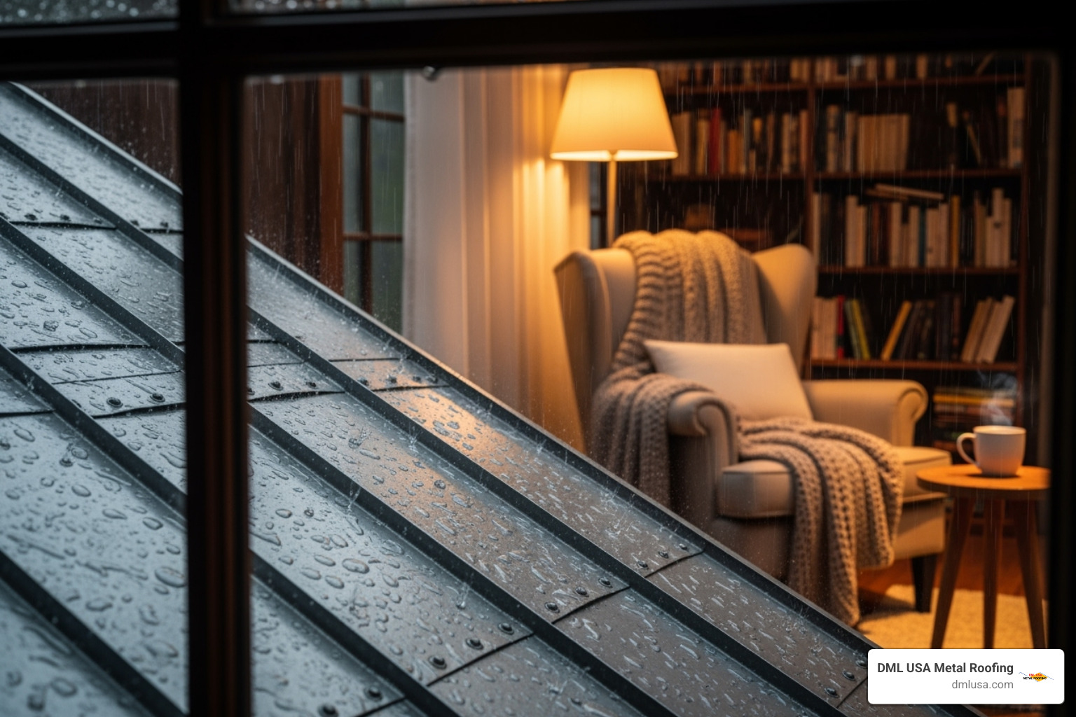 Rain on metal roof from inside - eco friendly metal roofing