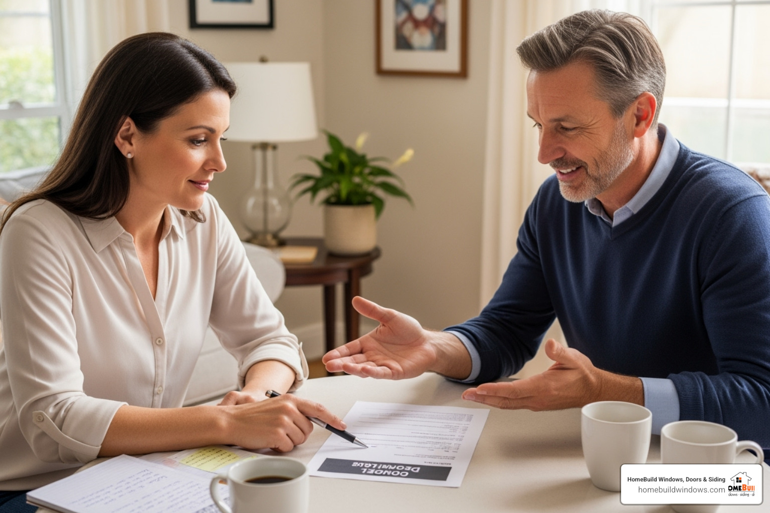 homeowner reviewing a transparent quote with a contractor - window installation chicago