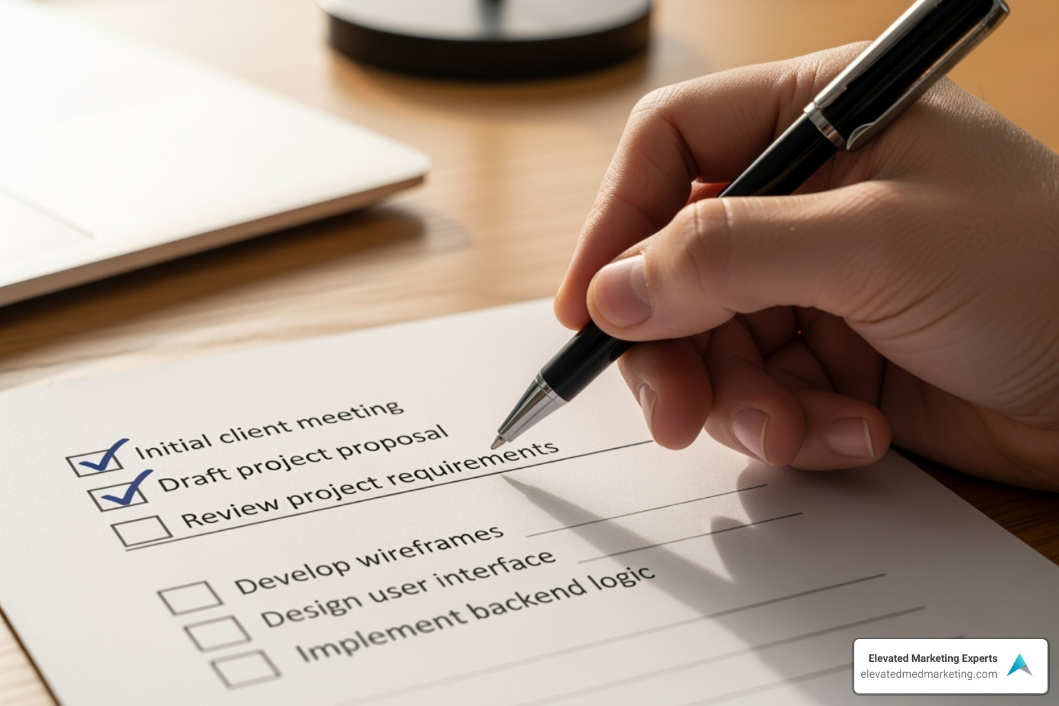 A checklist showing key SEO components - Pain Management seo
