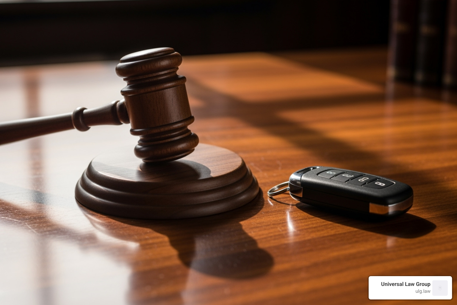 Gavel and a car key - statistics on mobile phone use while driving