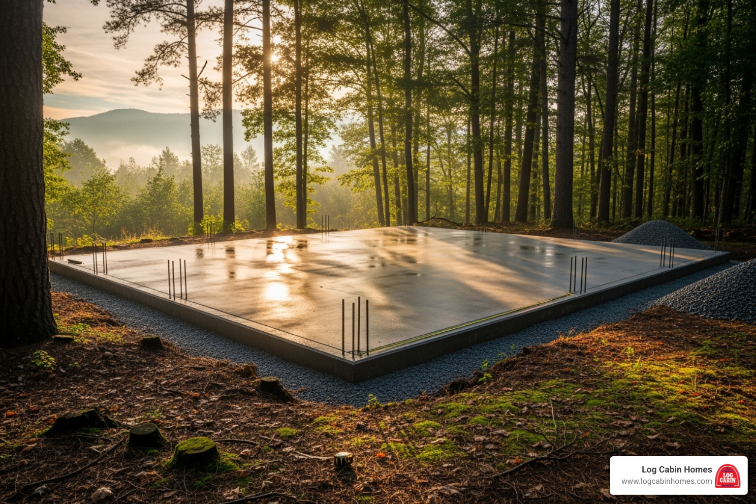 perfectly level concrete slab foundation - log cabin kit assembly perfectly level concrete slab foundation - log cabin kit assembly