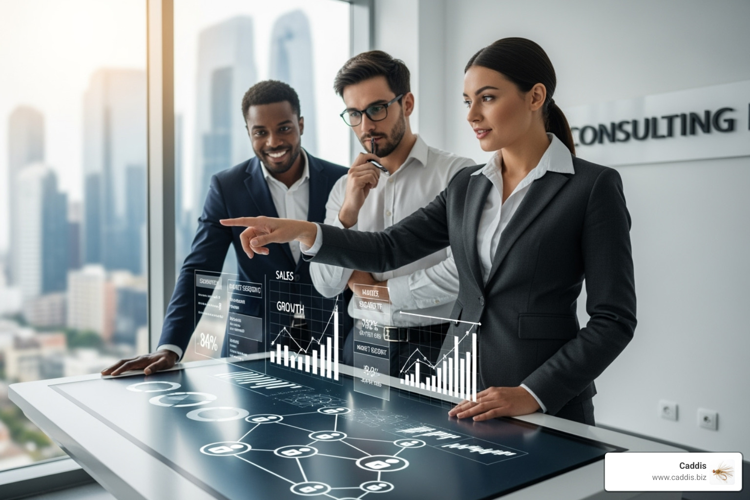 CRM dashboard on a laptop - sales strategy for consulting business