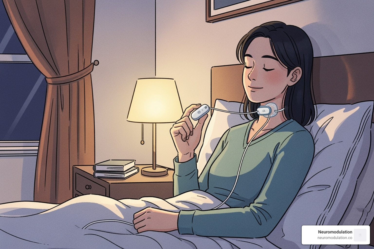 illustration showing the daily use of the Genio system - genio hypoglossal nerve stimulator illustration showing the daily use of the Genio system - genio hypoglossal nerve stimulator