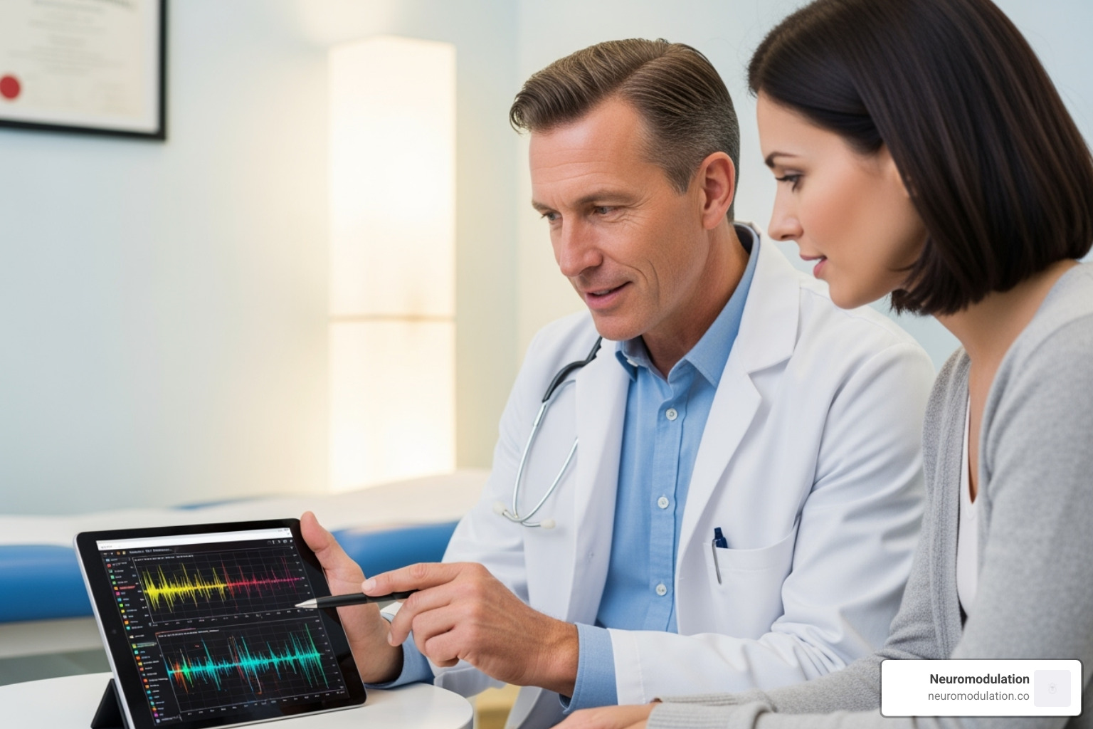 doctor reviewing sleep study results with a patient - what is a hypoglossal nerve stimulator