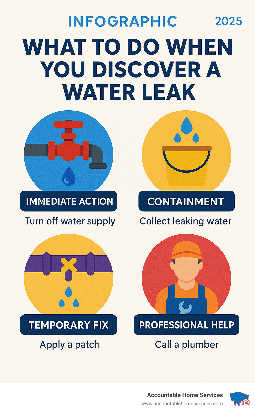 Infographic: What to Do When You Find a Water Leak - water leak repair infographic 