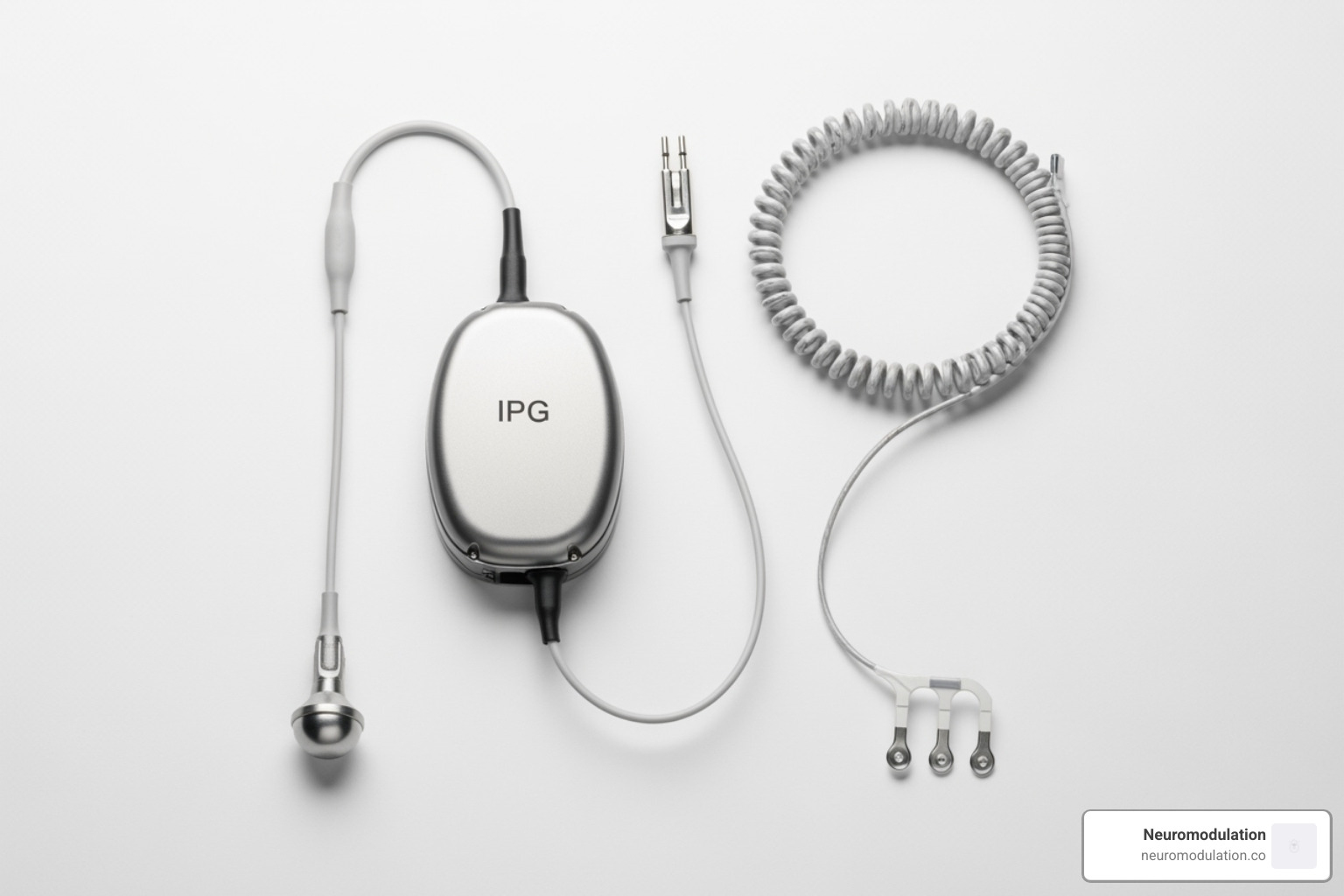 IMAGE showing the three main components of an HNS device - hypoglossal nerve stimulation device IMAGE showing the three main components of an HNS device - hypoglossal nerve stimulation device