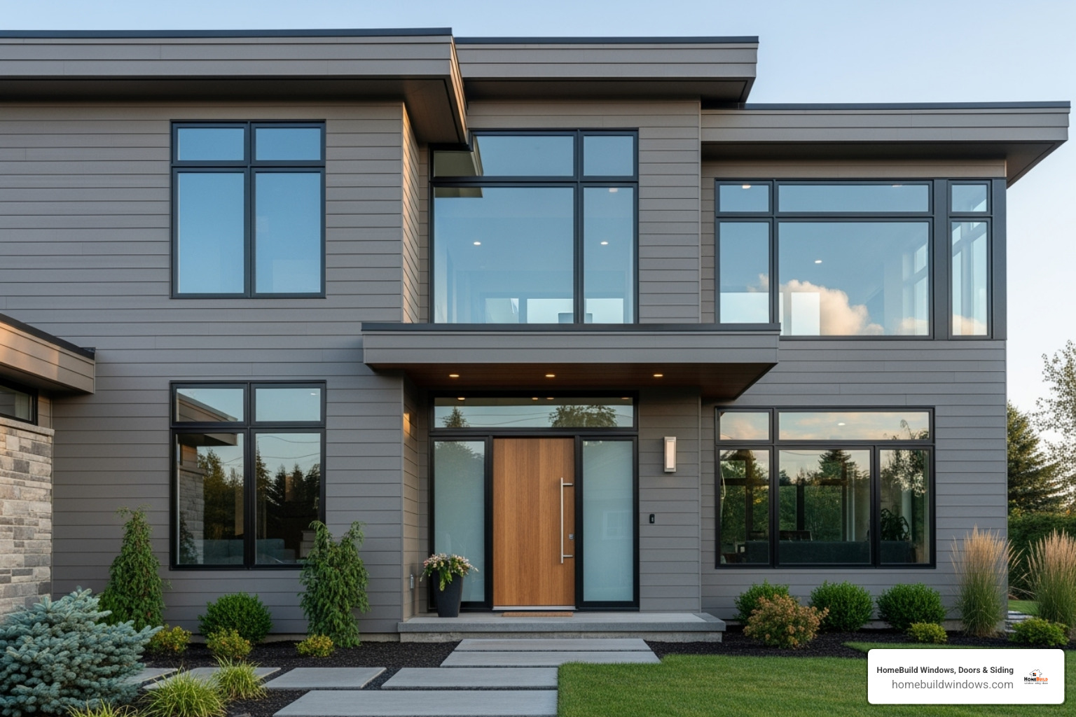 A home with neat fiber cement siding - siding installation replacement A home with neat fiber cement siding - siding installation replacement