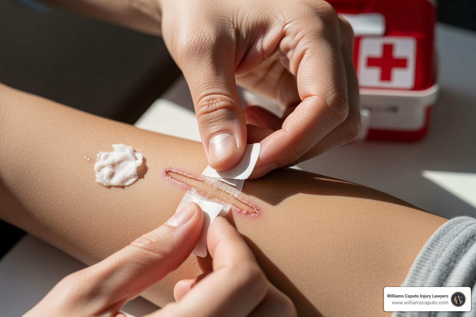 first-aid kit being used on a minor wound - texas dog bite laws