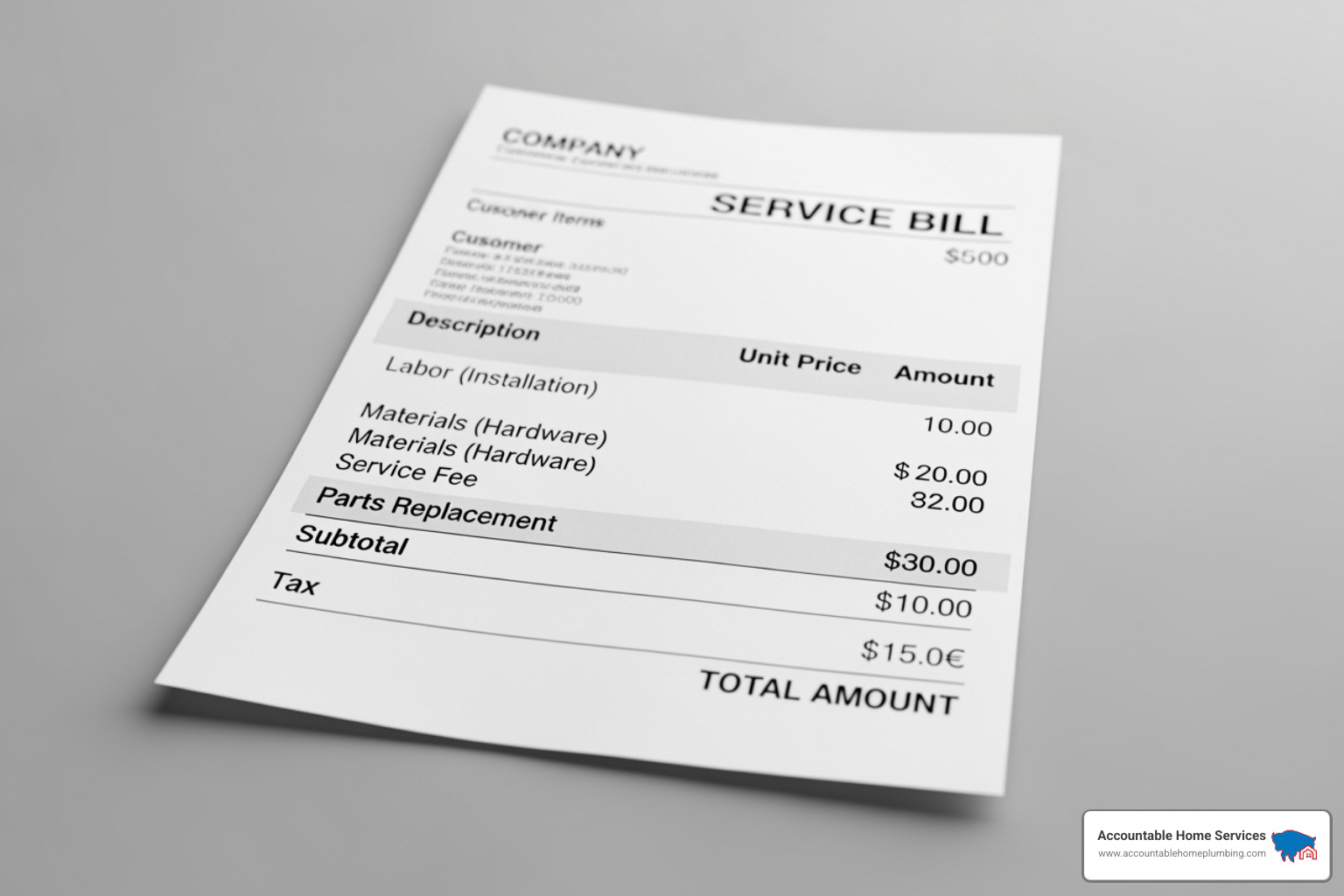 sample itemized installation bill - bajaj geyser installation charges