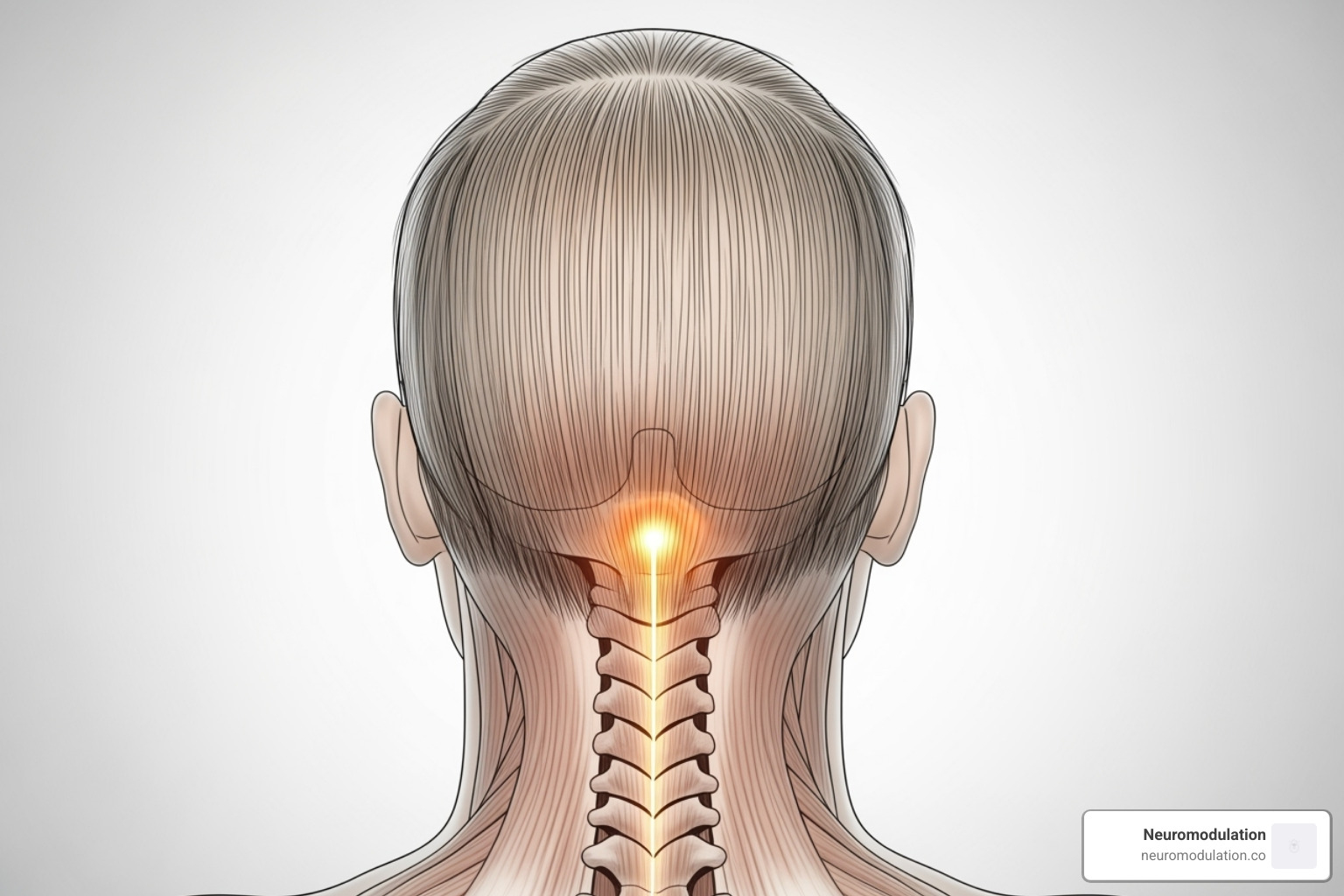 Illustrating the path of pain from the neck to the scalp - Greater occipital neuralgia