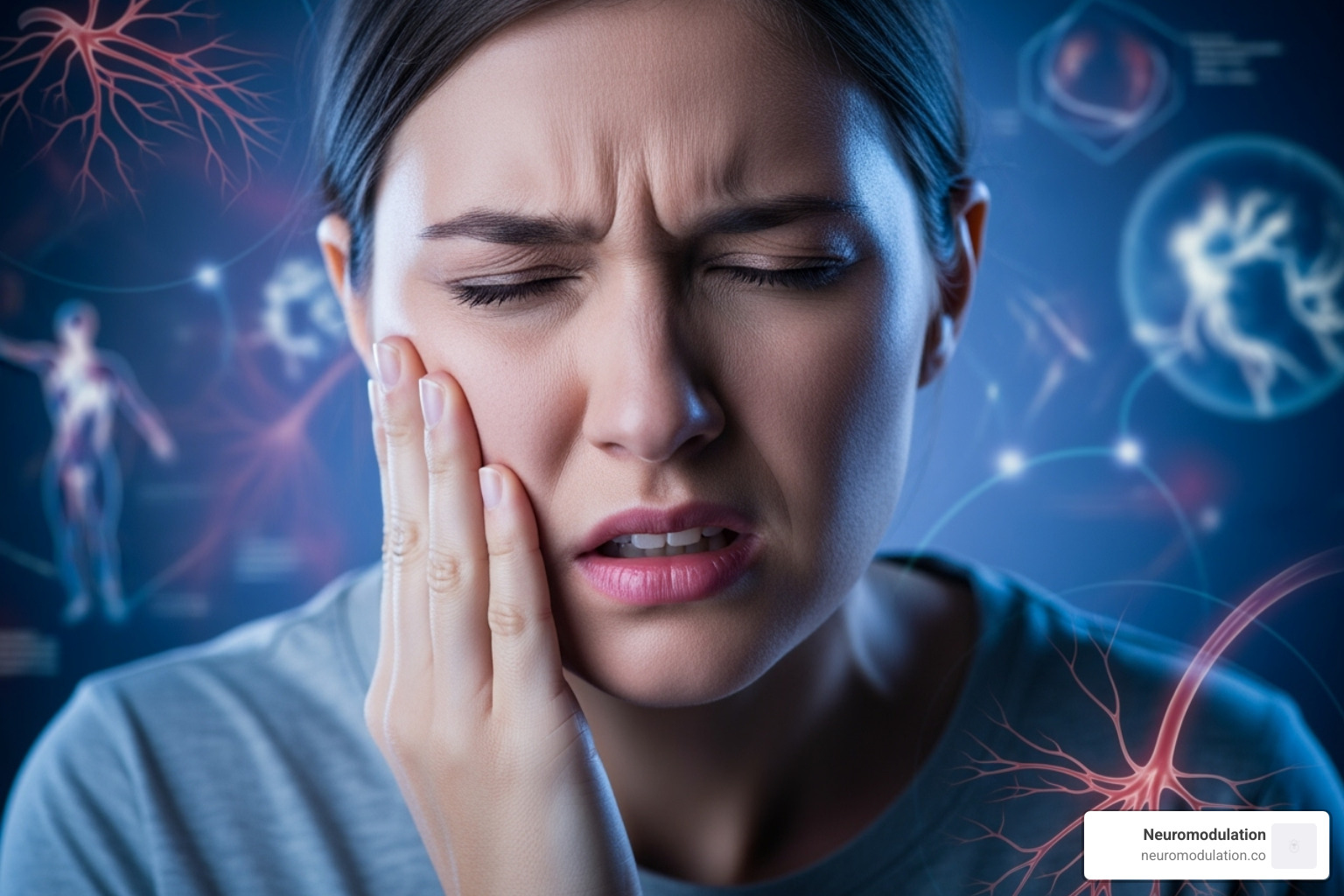 illustrating the trigeminal nerve and its branches on a human face - Facial pain treatment