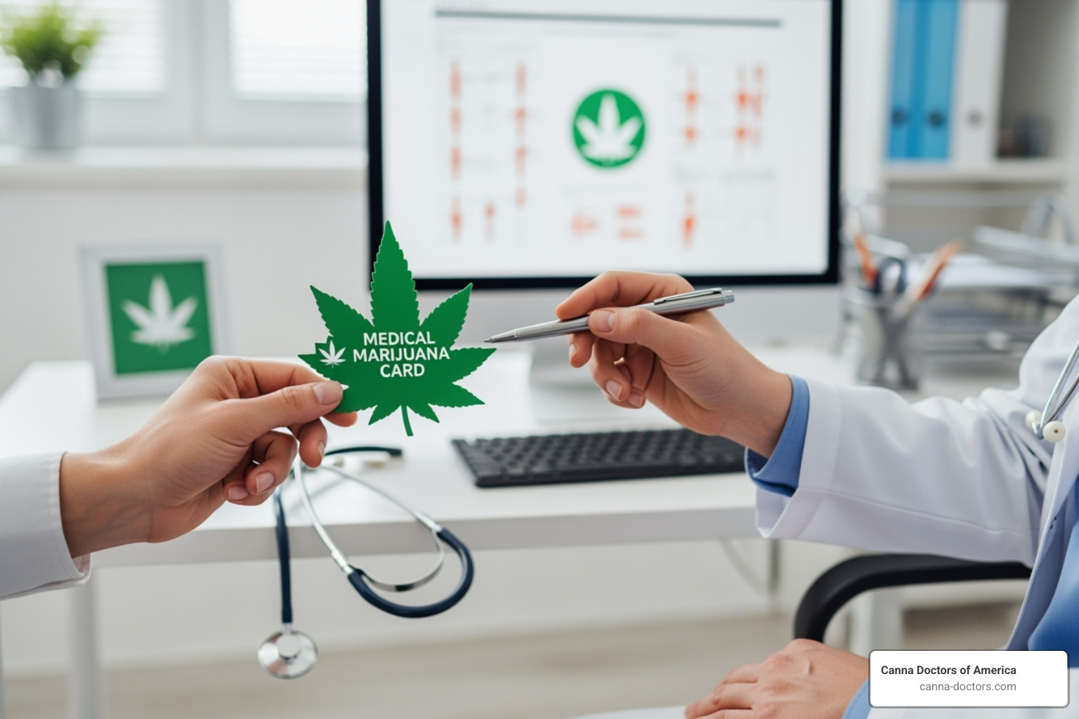 A sample medical marijuana card with blurred personal details - marijuana card doctors near me
