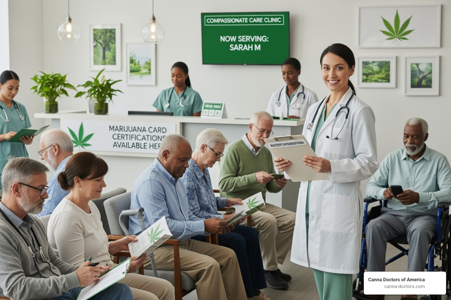 A person searching for medical marijuana doctors on a laptop with a map overlay - marijuana card doctors near me