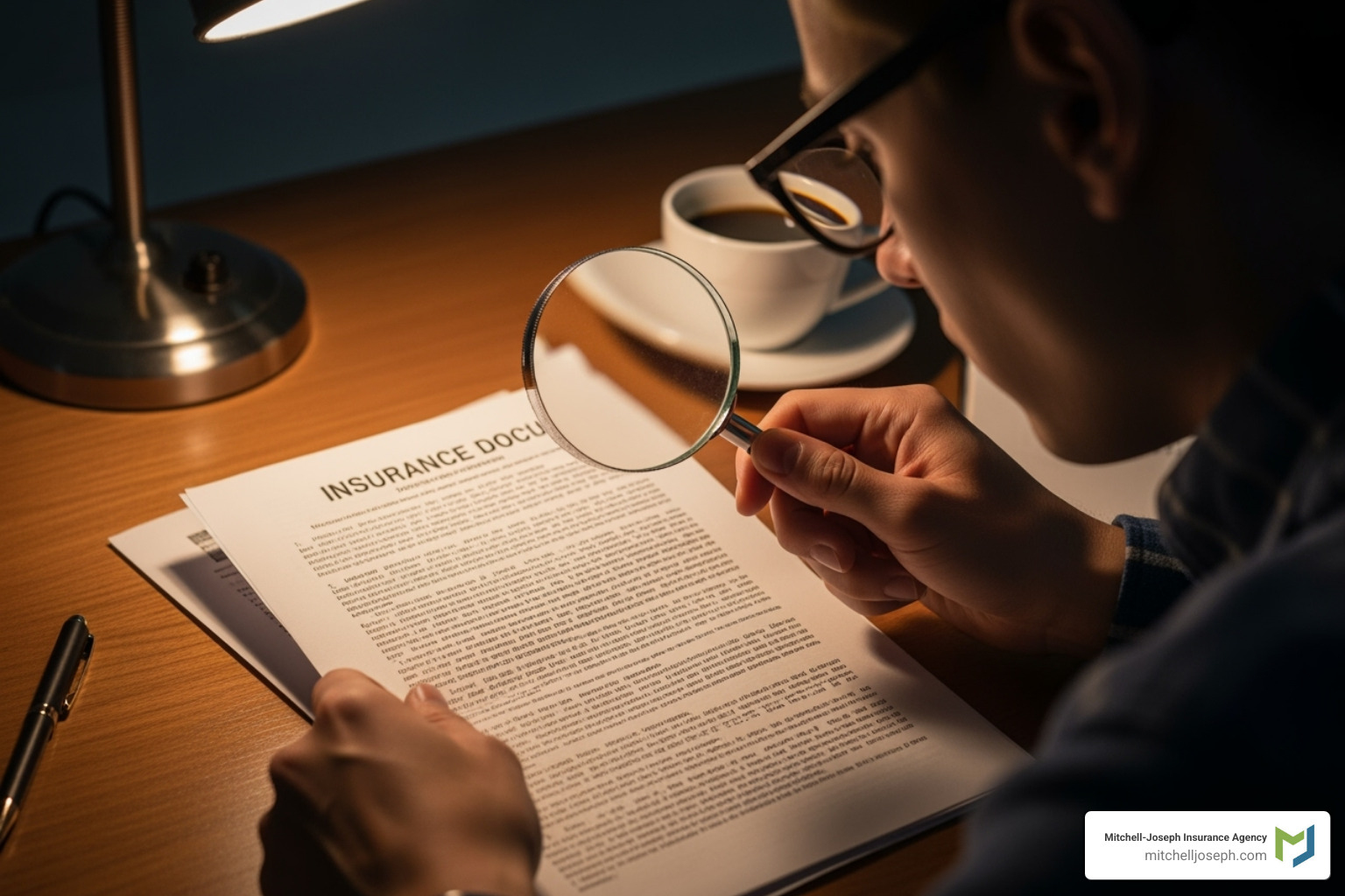 a person reviewing an insurance document with a magnifying glass - cheap auto insurance
