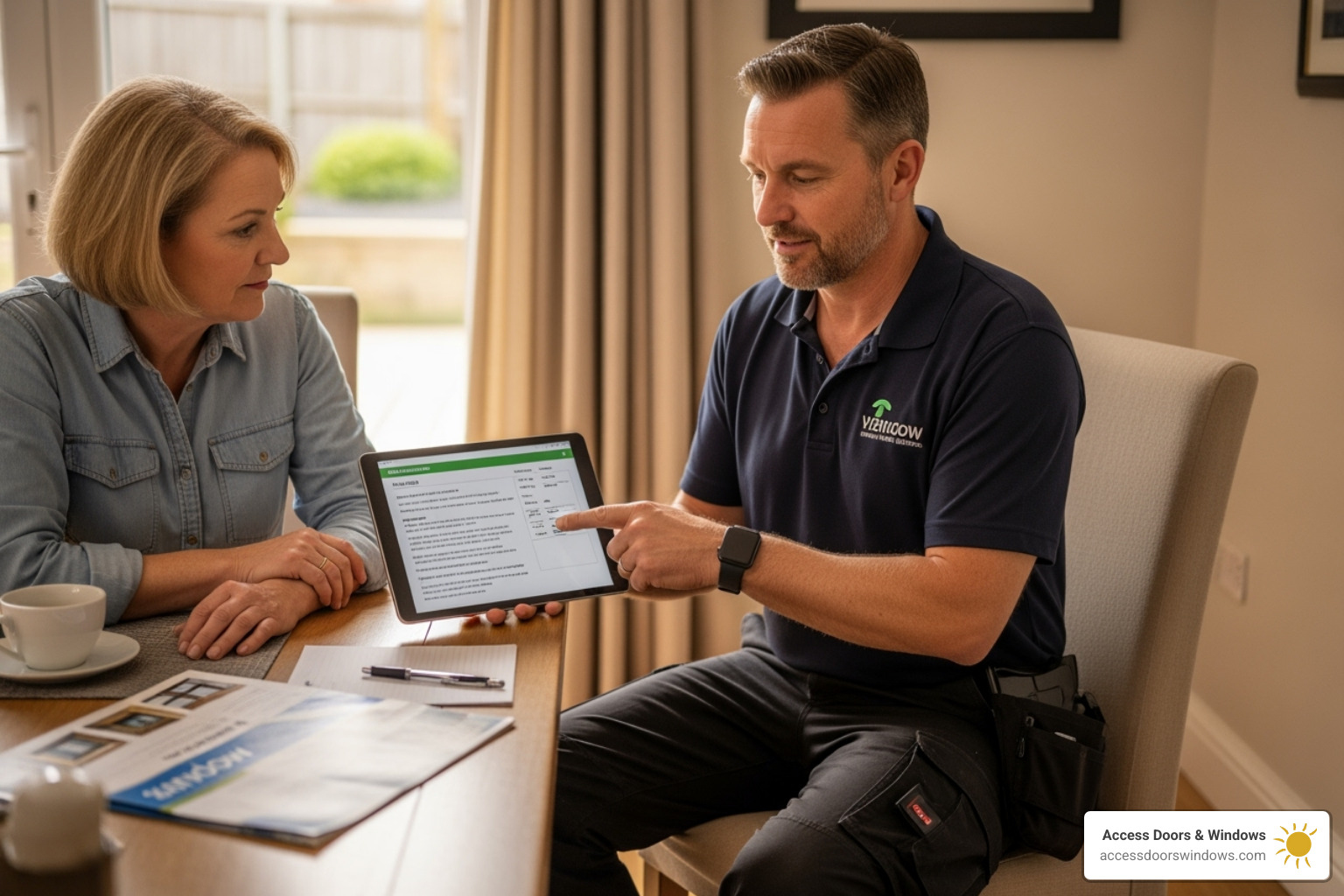 Window installer providing a written quote to a homeowner - palm beach window replacement cost