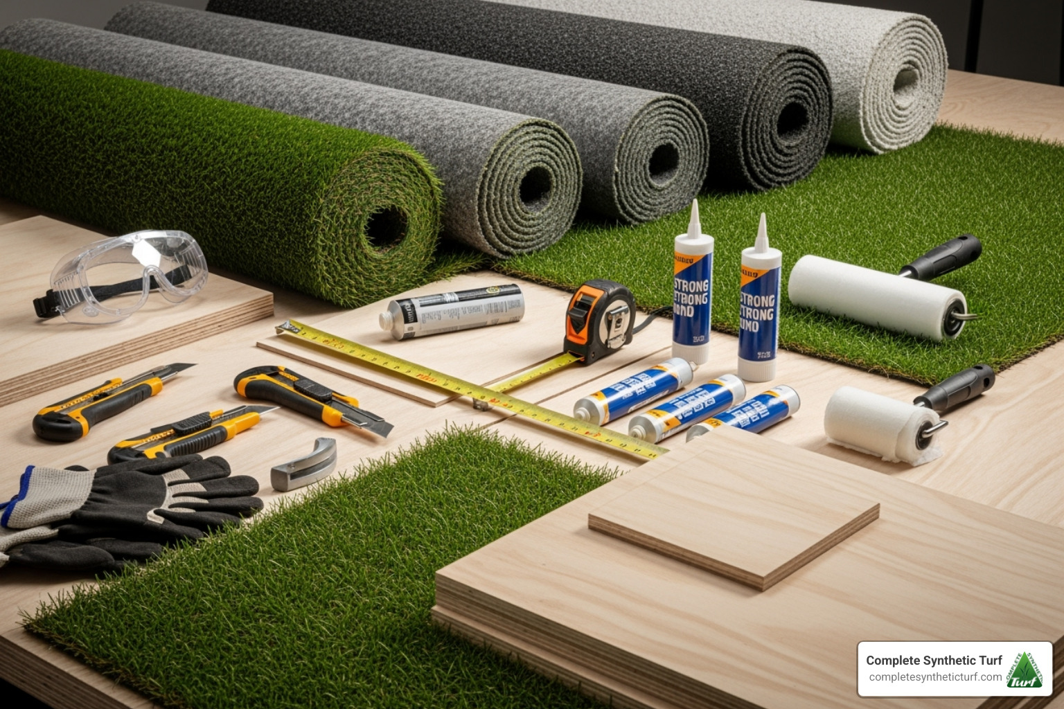 Tools and materials for artificial grass wall installation - artificial grass installation on wall