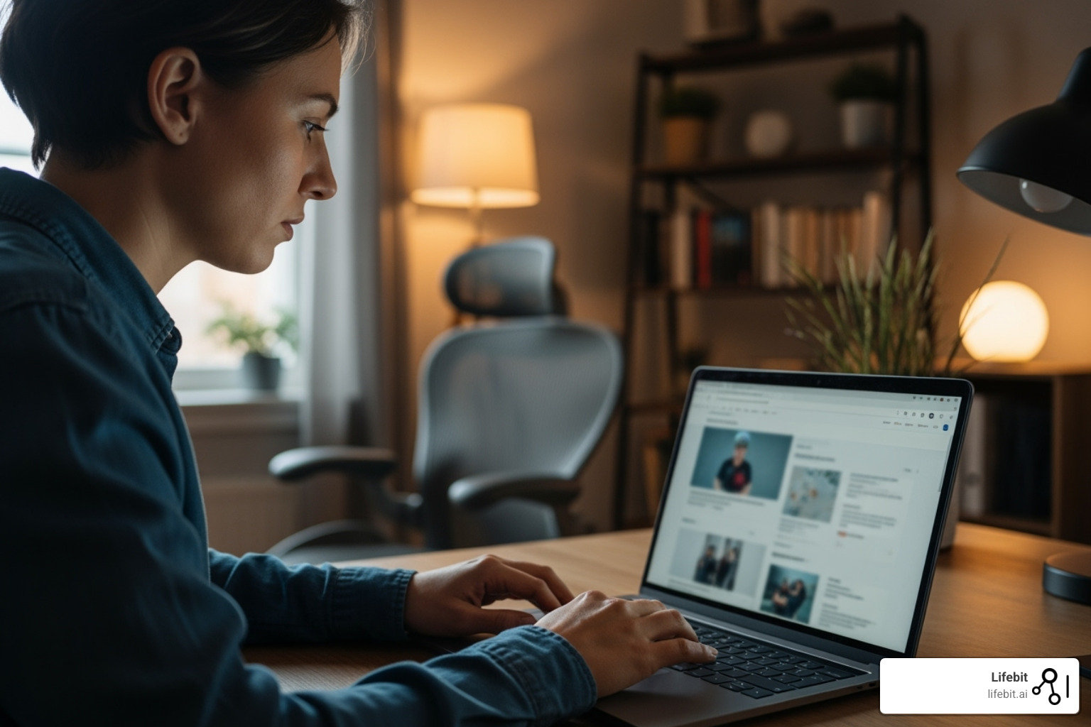 Image of a person using a laptop to search for health information online, with a blurred screen showing health-related search results - disease registers