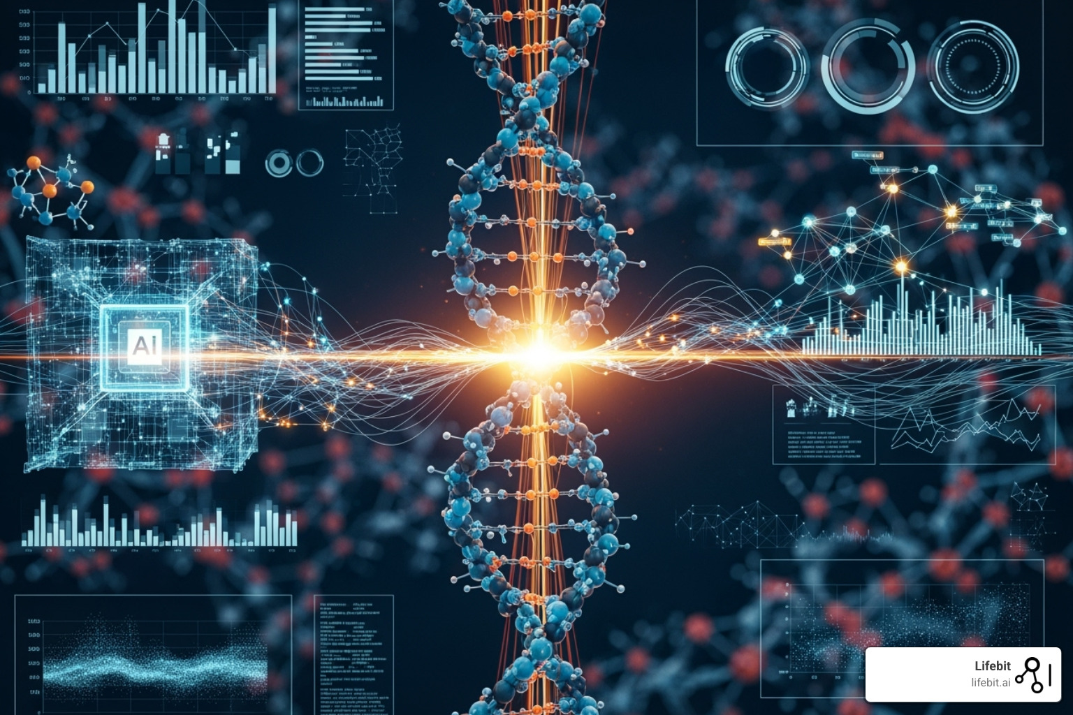 AI algorithm analyzing molecular structures - precision medicine trends 2025