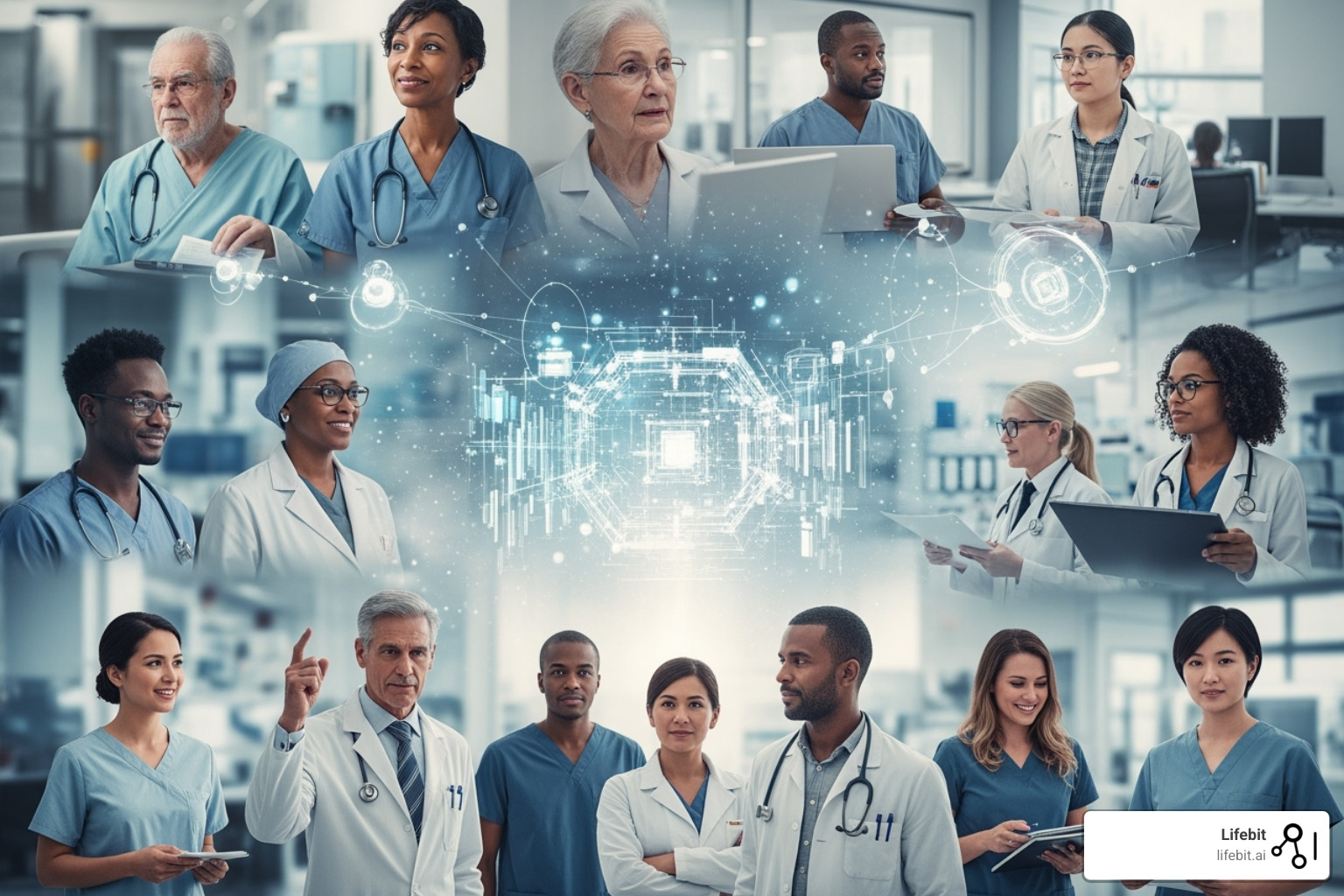 Conceptual image illustrating the key stakeholders who benefit from disease registries: Patients, Clinicians, Researchers, and Public Health Agencies, connected by arrows pointing to a central 'Disease Registry' icon - disease registers