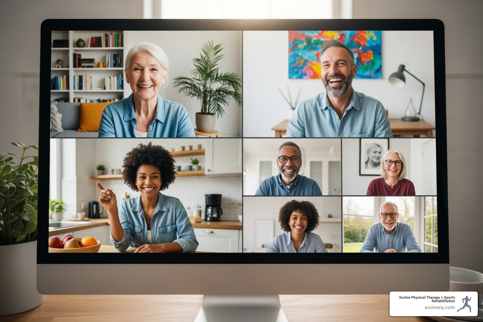 Diverse group connecting on a video call - parkinson's disease online support group