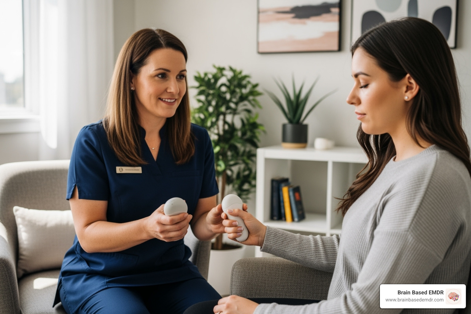 Therapist conducting an EMDR session, illustrating bilateral stimulation - Basic EMDR training