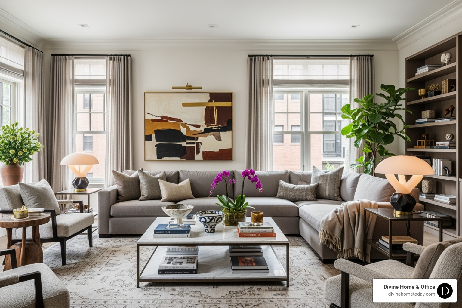 well-arranged luxury living room centered around a large, plush sectional sofa - luxury lounge room designs well-arranged luxury living room centered around a large, plush sectional sofa - luxury lounge room designs
