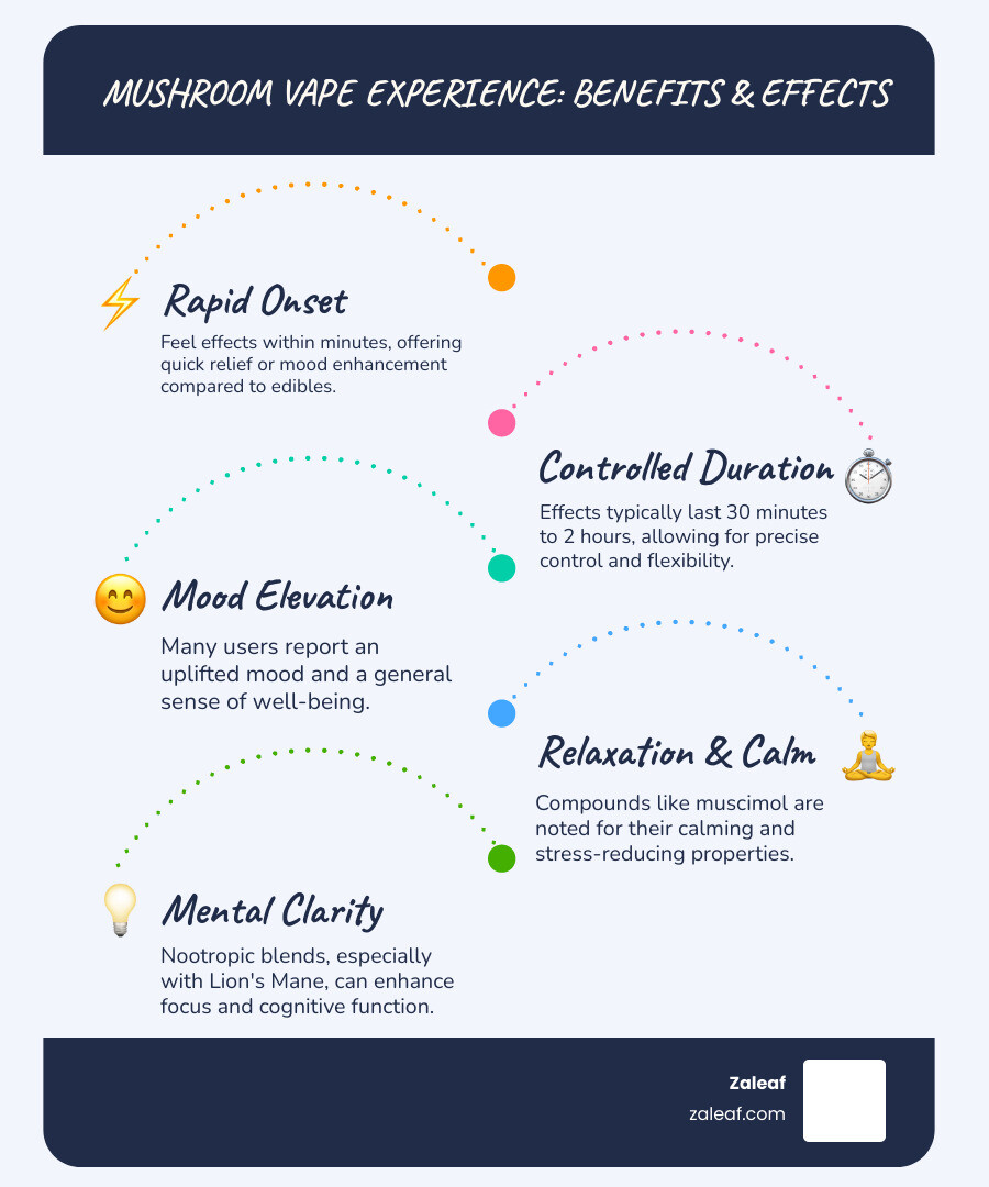 timeline infographic comparing the onset and duration of mushroom vapes vs. mushroom edibles - best mushroom vape infographic infographic-line-5-steps-blues-accent_colors