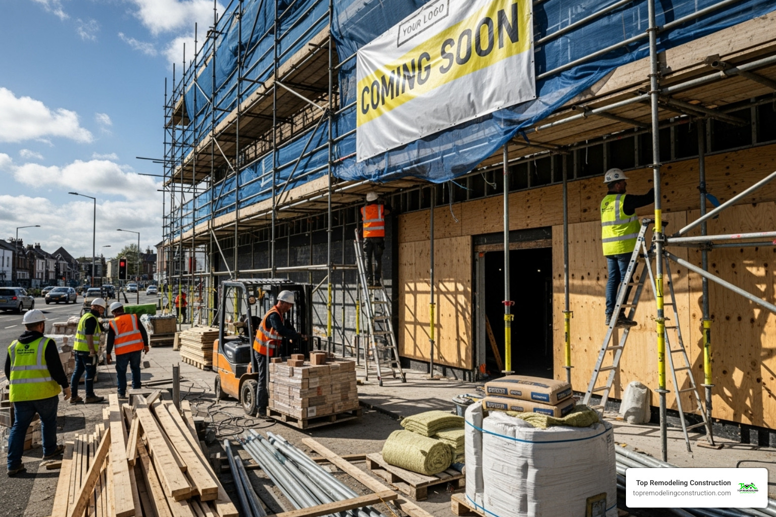a busy retail storefront under construction - commercial construction builders a busy retail storefront under construction - commercial construction builders