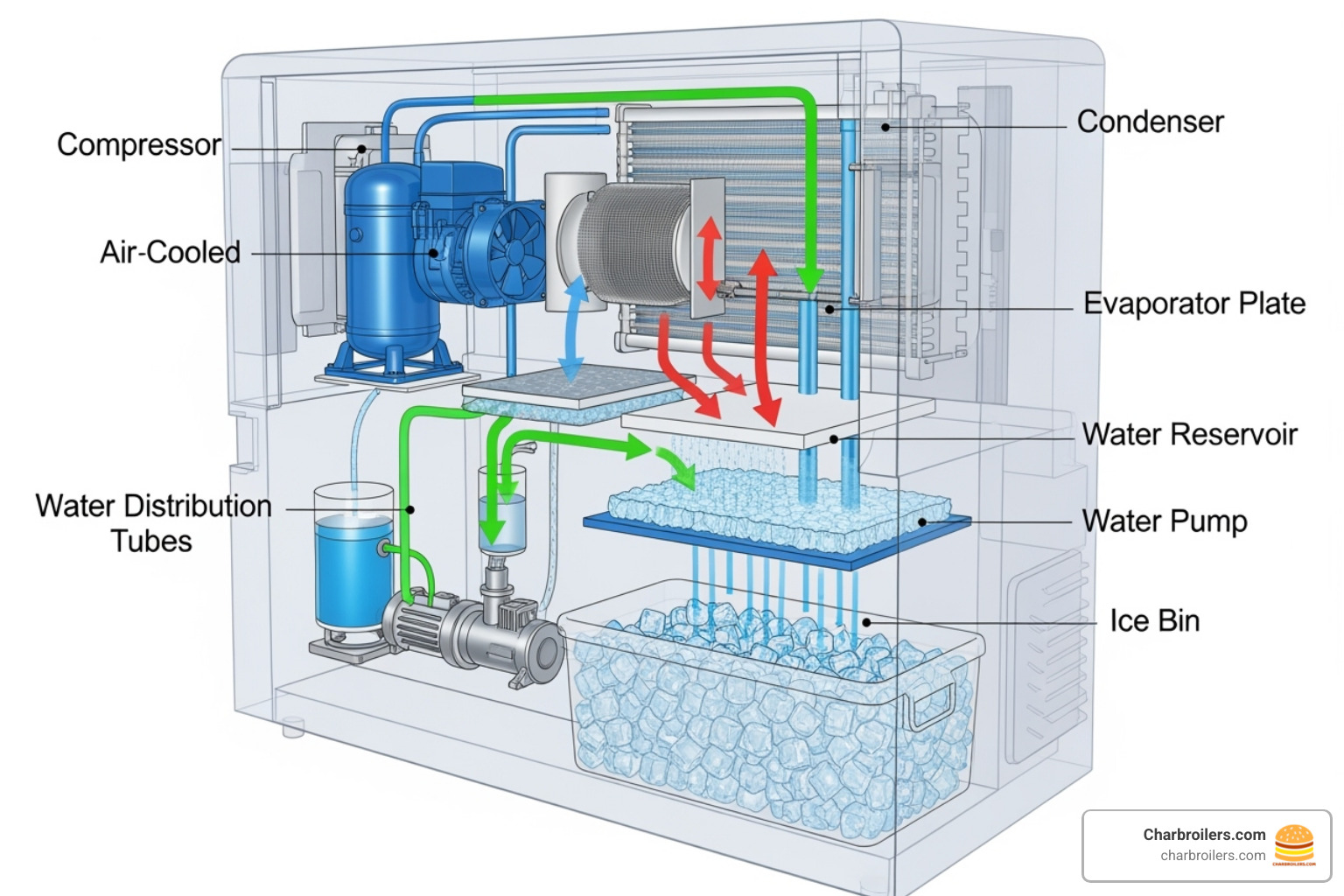 diagram showing the internal components of a modular ice machine - best industrial ice machine diagram showing the internal components of a modular ice machine - best industrial ice machine