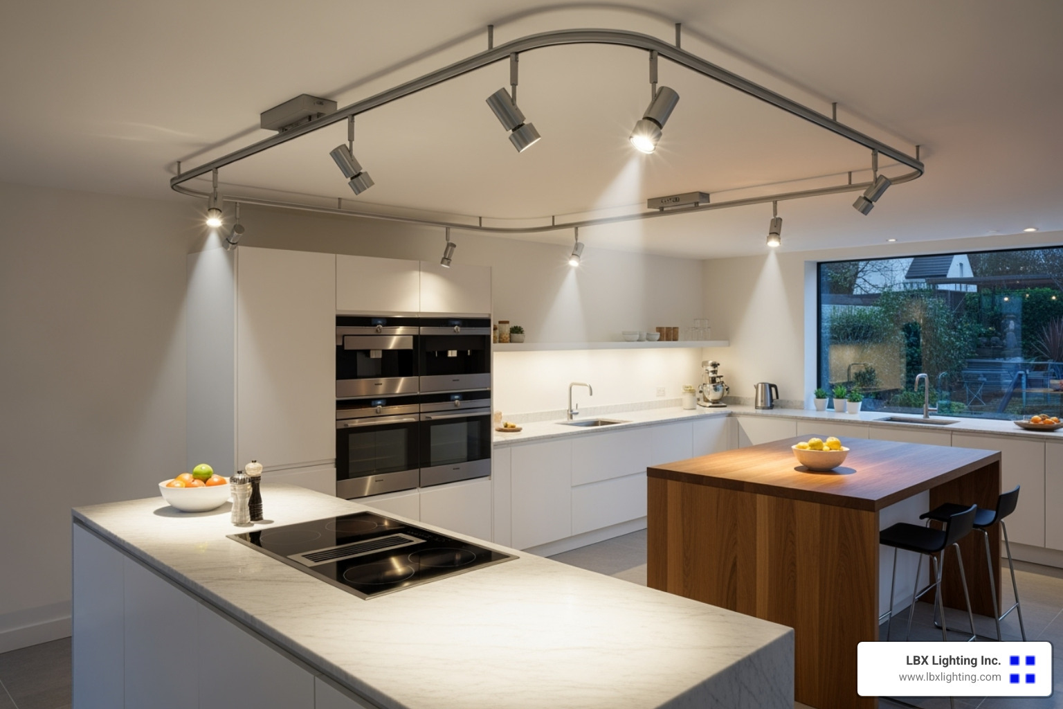 kitchen showcasing a flexible track lighting system - modern kitchen track lighting