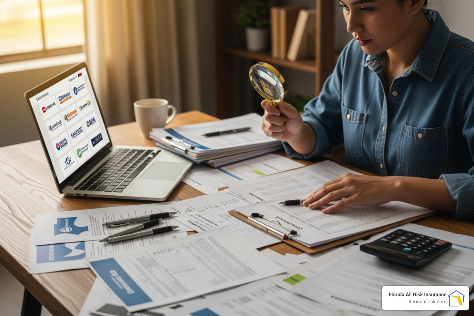 A person comparing documents at a desk, symbolizing the process of evaluating commercial liability insurance providers - commercial liability insurance providers