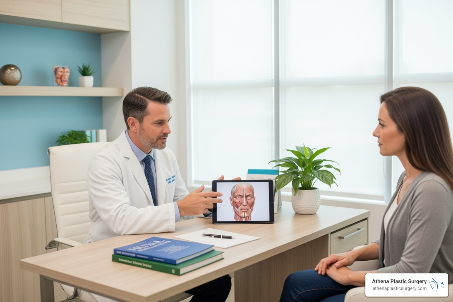 Dr. Avron consulting with a patient - skin scar removal surgery Dr. Avron consulting with a patient - skin scar removal surgery