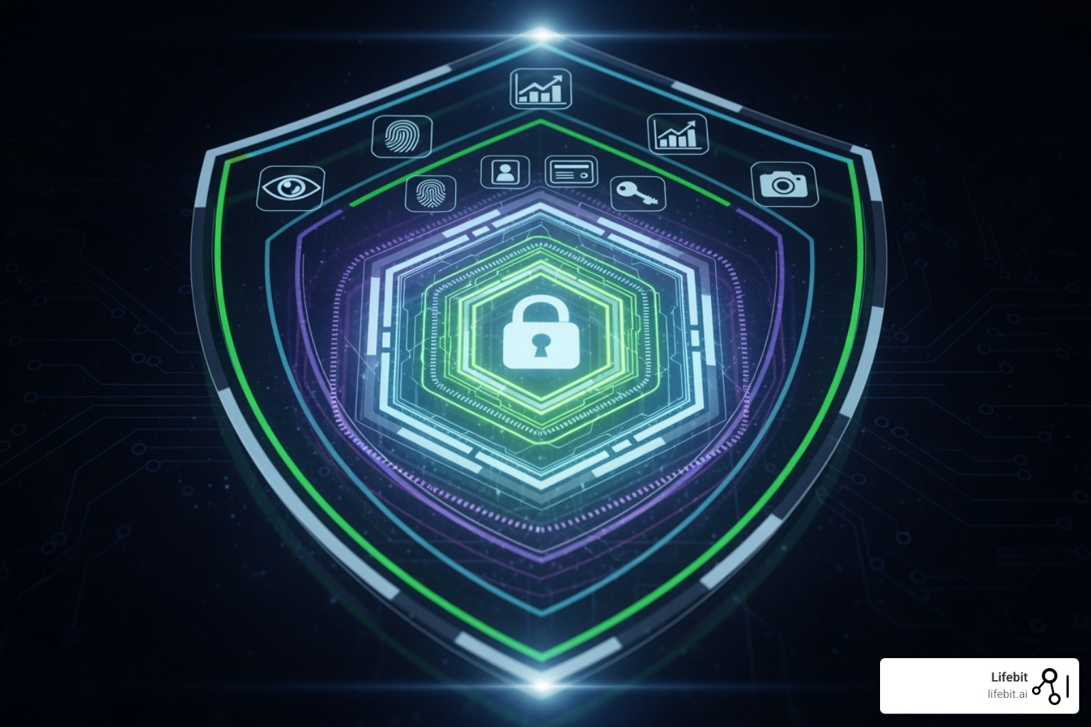 multi-layered security shield with icons representing encryption, access control, and monitoring - What is a Secure Data Environment (SDE)