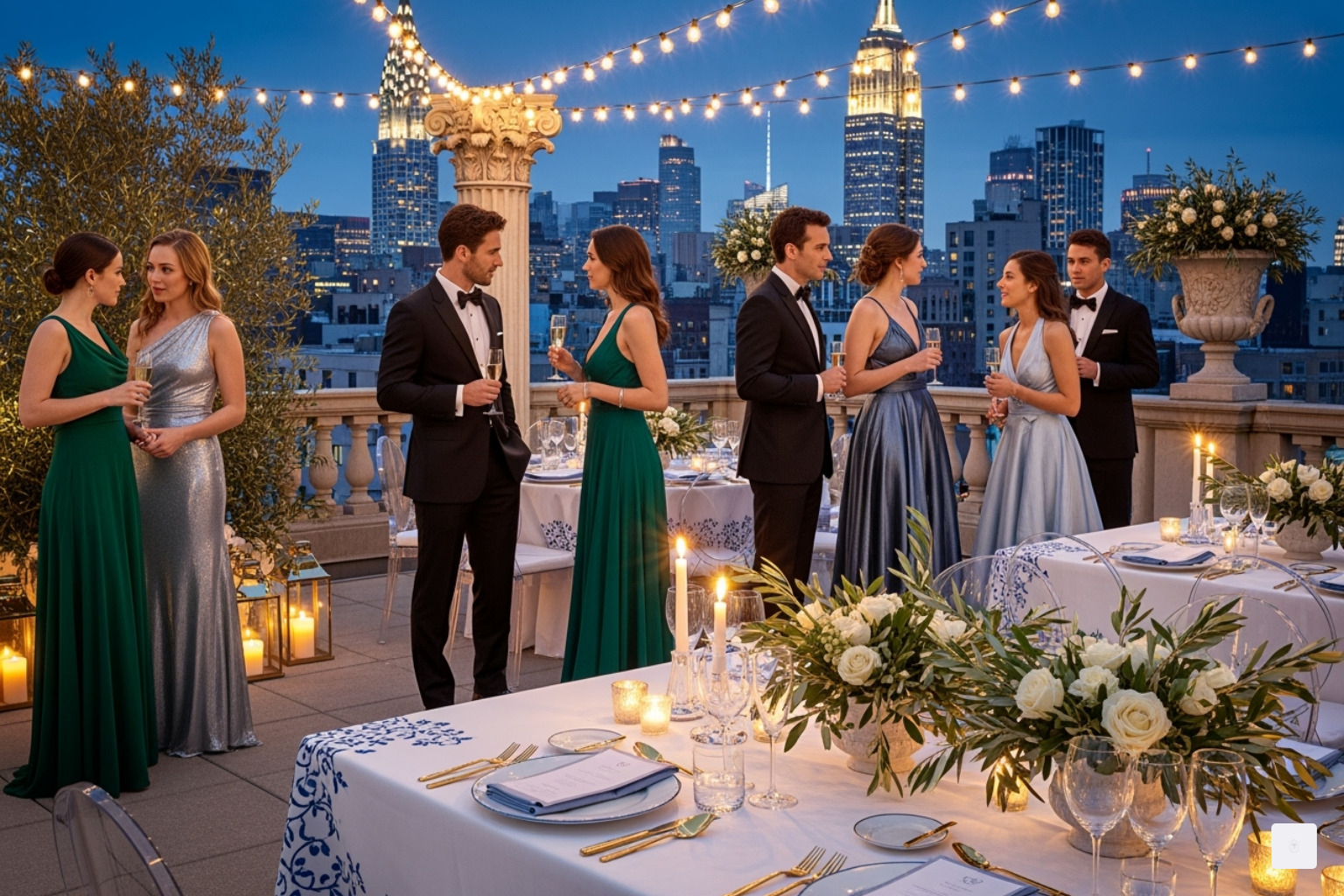 Luxury event in New York City inspired by Mediterranean themes, with people in neat attire - the odyssey 2026
